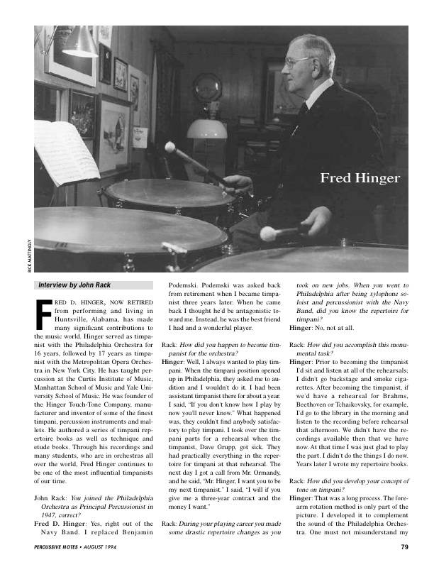 Interview with Fred Hinger
